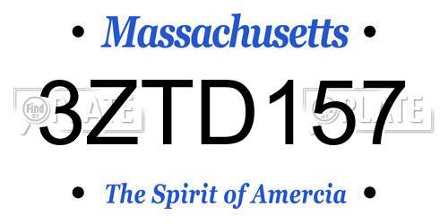3ZTD157 Massachusetts License Plate