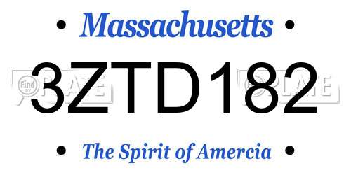 3ZTD182 Massachusetts License Plate