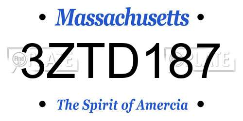 3ZTD187 Massachusetts License Plate