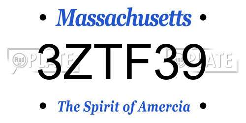 3ZTF39 Massachusetts License Plate