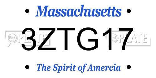 3ZTG17 Massachusetts License Plate