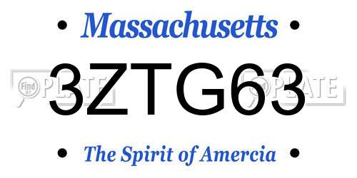 3ZTG63 Massachusetts License Plate