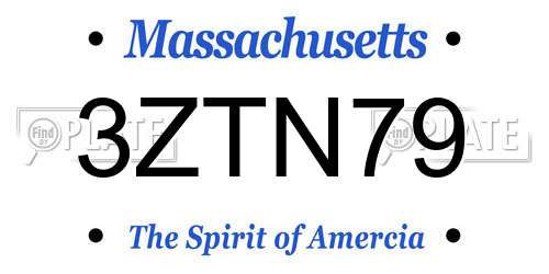 3ZTN79 Massachusetts License Plate