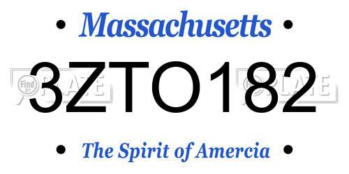 3ZTO182 Massachusetts License Plate