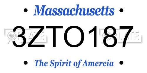 3ZTO187 Massachusetts License Plate