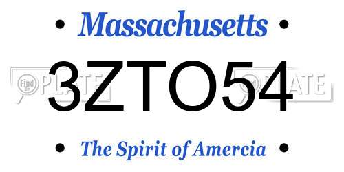 3ZTO54 Massachusetts License Plate