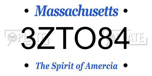 3ZTO84 Massachusetts License Plate