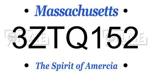 3ZTQ152 Massachusetts License Plate