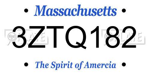 3ZTQ182 Massachusetts License Plate