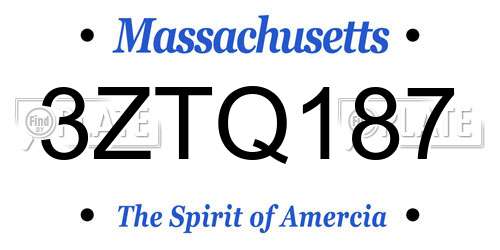 3ZTQ187 Massachusetts License Plate