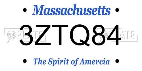 3ZTQ84 Massachusetts License Plate