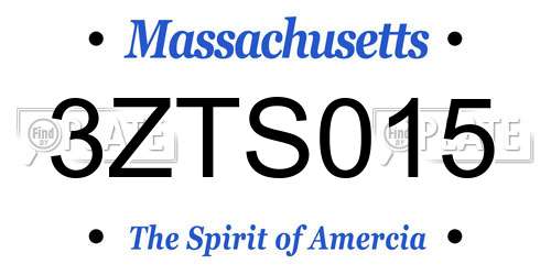 3ZTS015 Massachusetts License Plate