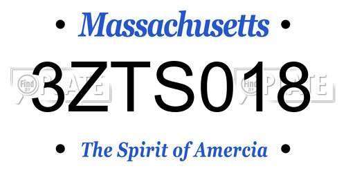 3ZTS018 Massachusetts License Plate