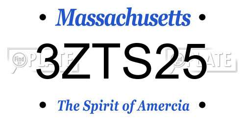 3ZTS25 Massachusetts License Plate