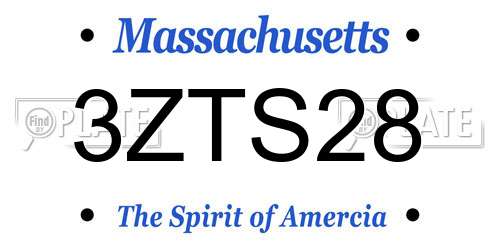 3ZTS28 Massachusetts License Plate