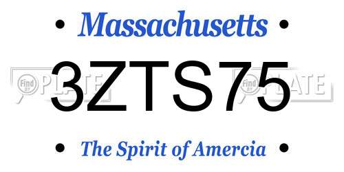 3ZTS75 Massachusetts License Plate