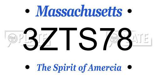 3ZTS78 Massachusetts License Plate