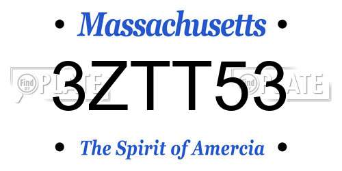 3ZTT53 Massachusetts License Plate