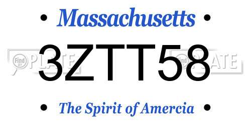 3ZTT58 Massachusetts License Plate