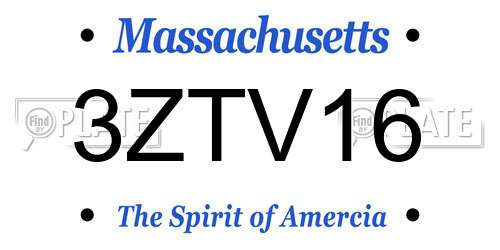 3ZTV16 Massachusetts License Plate