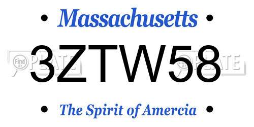 3ZTW58 Massachusetts License Plate