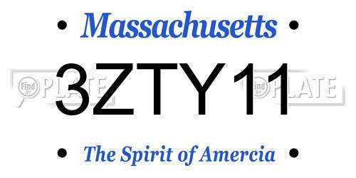 3ZTY11 Massachusetts License Plate