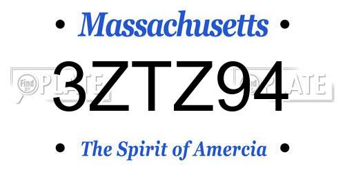 3ZTZ94 Massachusetts License Plate
