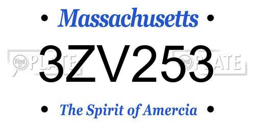3ZV253 Massachusetts License Plate