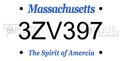 3ZV397 Massachusetts License Plate