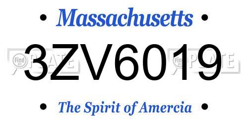 3ZV6019 Massachusetts License Plate