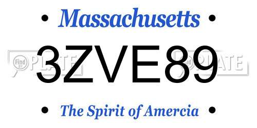 3ZVE89 Massachusetts License Plate