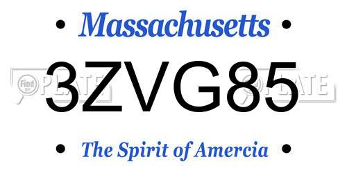 3ZVG85 Massachusetts License Plate