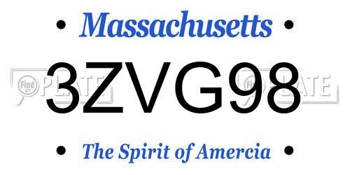 3ZVG98 Massachusetts License Plate