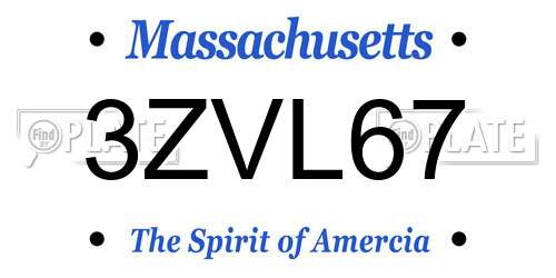 3ZVL67 Massachusetts License Plate