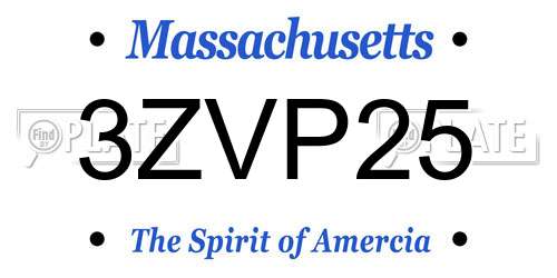 3ZVP25 Massachusetts License Plate