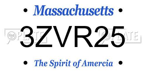 3ZVR25 Massachusetts License Plate