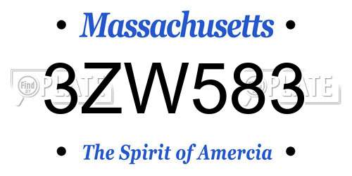3ZW583 Massachusetts License Plate