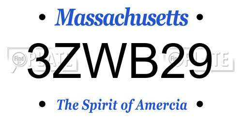 3ZWB29 Massachusetts License Plate