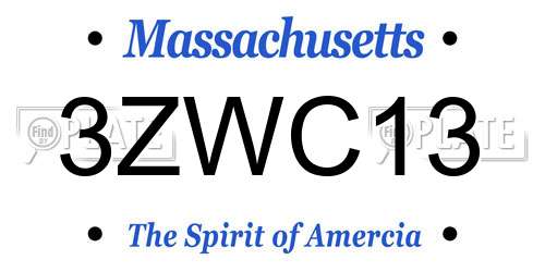 3ZWC13 Massachusetts License Plate