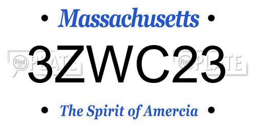 3ZWC23 Massachusetts License Plate