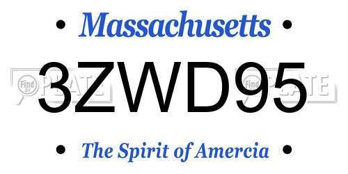 3ZWD95 Massachusetts License Plate