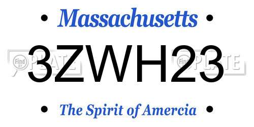 3ZWH23 Massachusetts License Plate