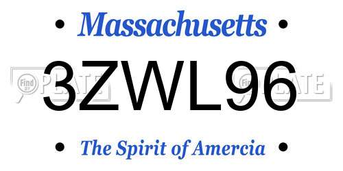 3ZWL96 Massachusetts License Plate