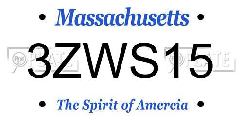 3ZWS15 Massachusetts License Plate