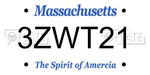 3ZWT21 Massachusetts License Plate