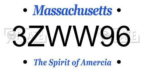 3ZWW96 Massachusetts License Plate