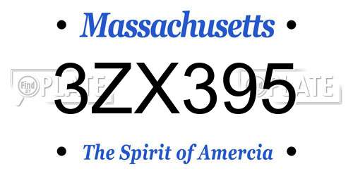 3ZX395 Massachusetts License Plate