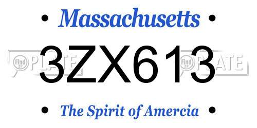 3ZX613 Massachusetts License Plate