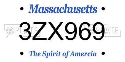3ZX969 Massachusetts License Plate