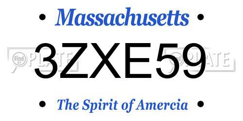3ZXE59 Massachusetts License Plate